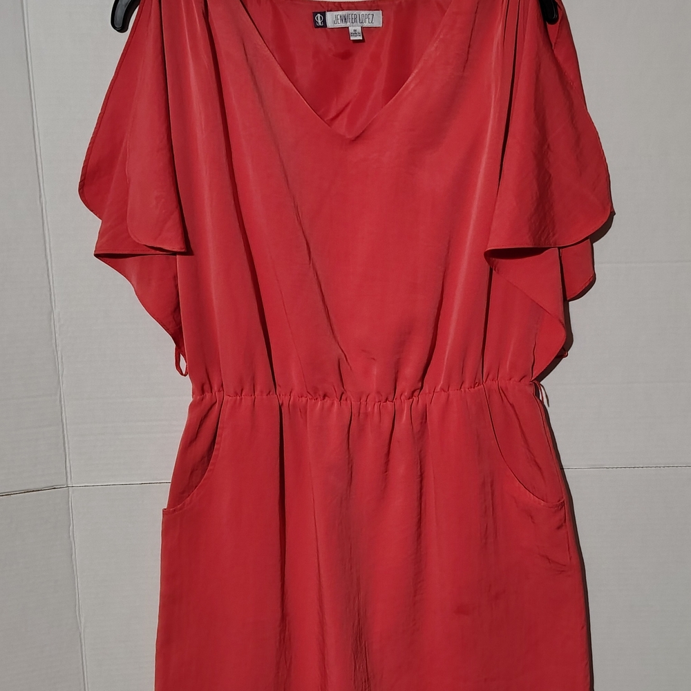 Jennifer Lopez Coral V-Neck Dress -B